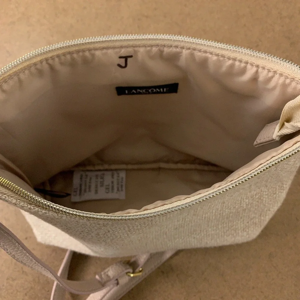 Lancôme Women's Small Tan Cloth Crossbody Purse New